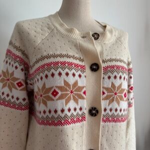 My Style - Cream Women Winter Snowflake Knit Cardigan